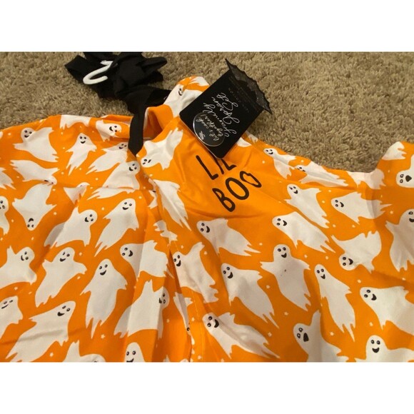 Coterie Mommy & Child Cotton Apron Set Halloween Boo/Lil Boo Ghosts Orange White - Picture 2 of 5